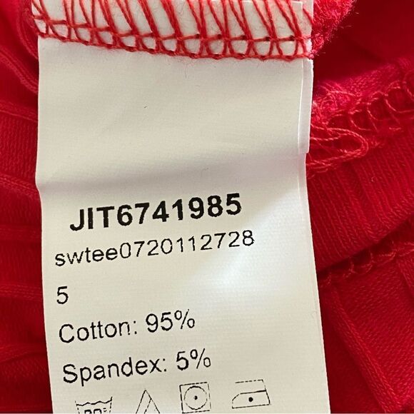 SHEIN Top Ribbed Crop Red Tie Front Festival Party Stretch - Picture 6 of 9